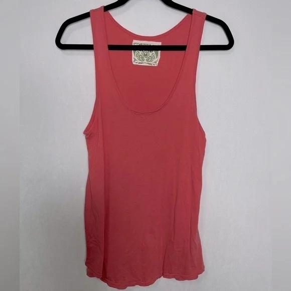 Nation LTD Jen‎ Menchaca Coral Pink Cotton Scoop Neck Tank Top Womens Medium - Picture 2 of 7